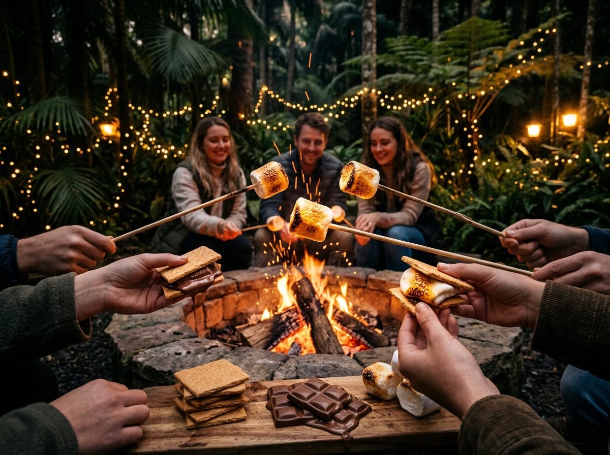 Roasting Marshmallows at Tree Village Campfire